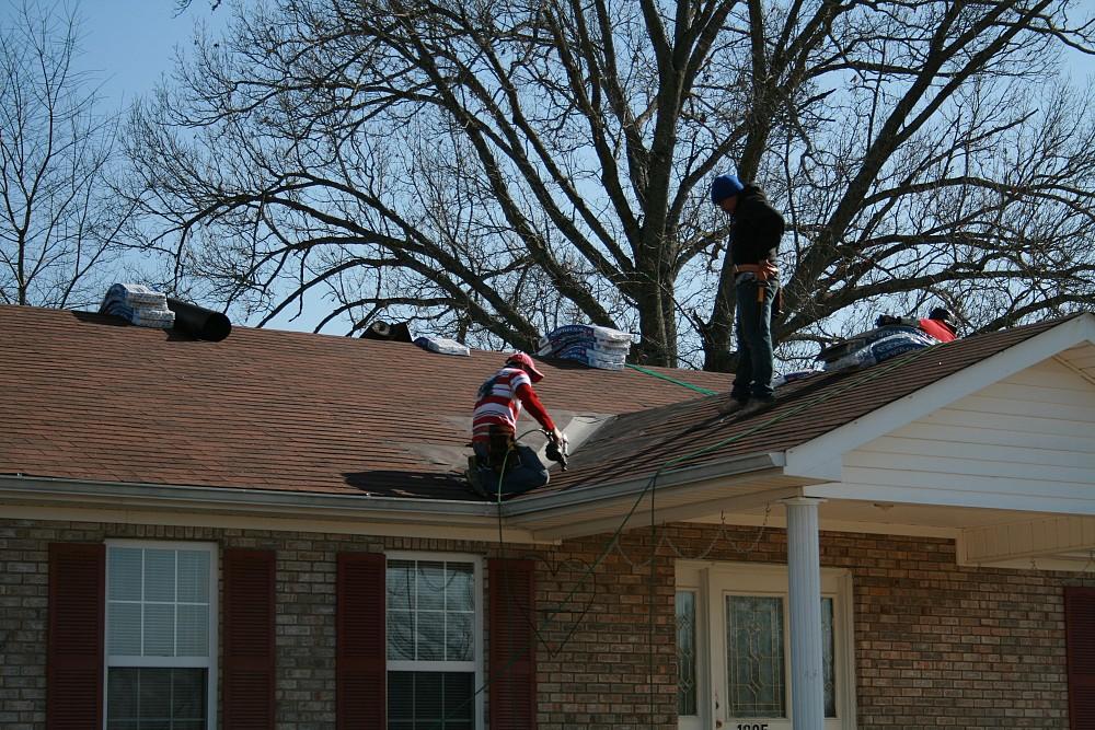 nashville roofers working on a residential roof replacement